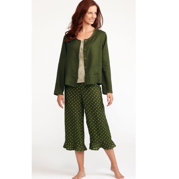 FLAX NWOT 100% Linen Floral Printed Top Jacket Button Front Floral XS - Picture 14 of 14